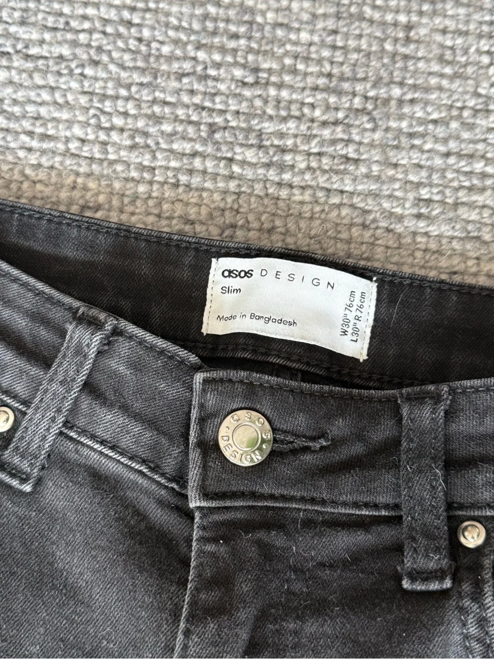 ASOS Design Men's Jeans Slim W30 L30 Black Slacks Straight Leg